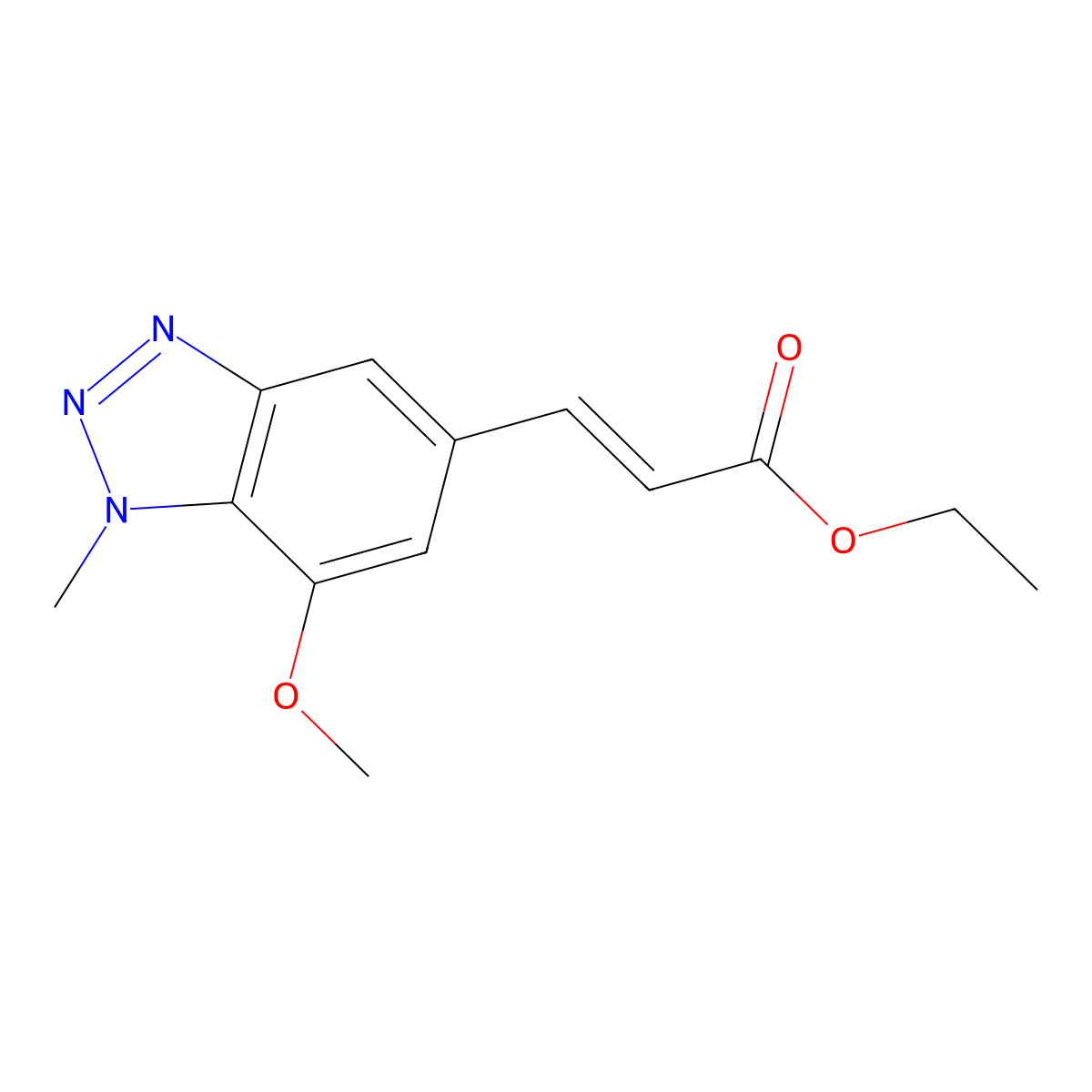 Ethyl 3-(7-methoxy-1-methylbenzotriazol-5-yl)prop-2-enoate molecular structure, CAS 2505066-79-3