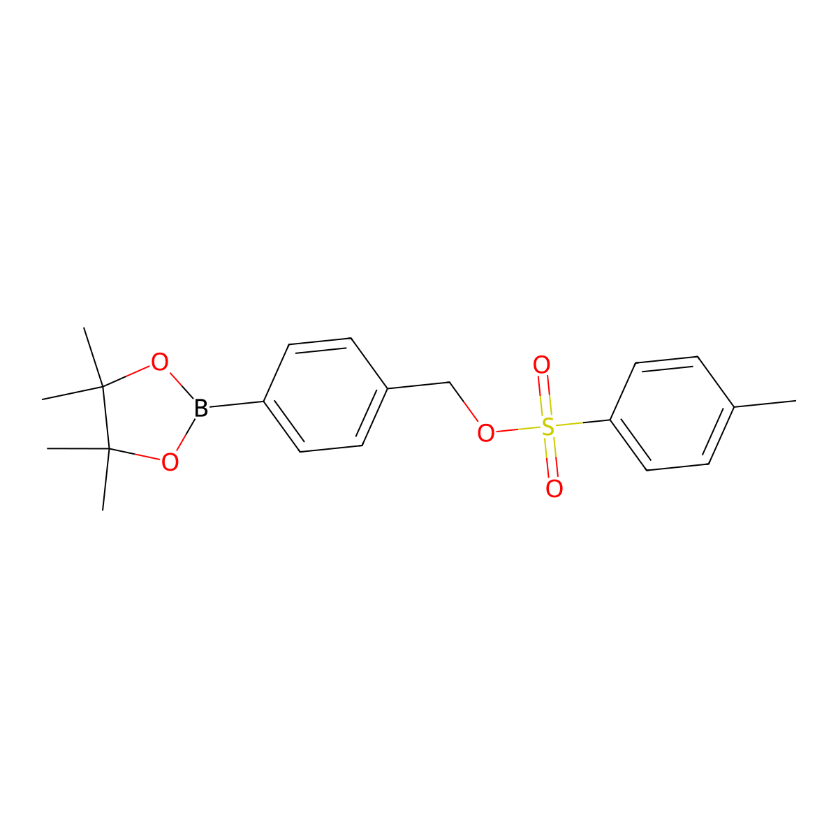 [4-(4,4,5,5-Tetramethyl-1,3,2-dioxaborolan-2-yl)phenyl]methyl 4-methylbenzene-1-sulfonate molecular structure, CAS 2505120-45-4