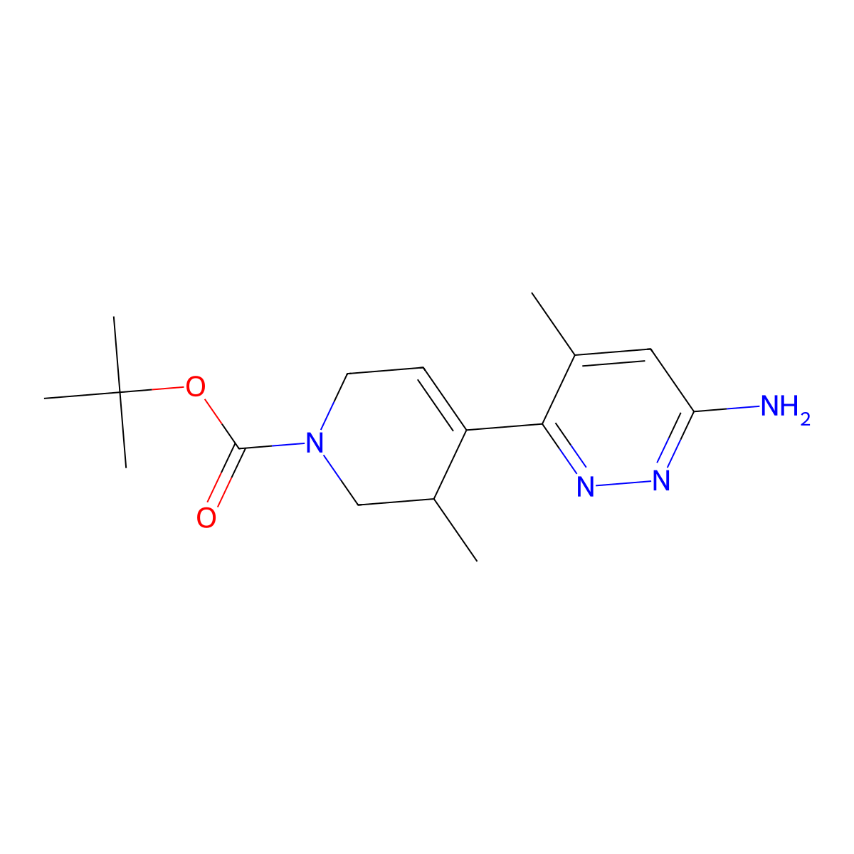 tert-butyl 4-(6-amino-4-methylpyridazin-3-yl)-3-methyl-3,6-dihydropyridine-1(2H)-carboxylate molecular structure, CAS 2505222-59-1