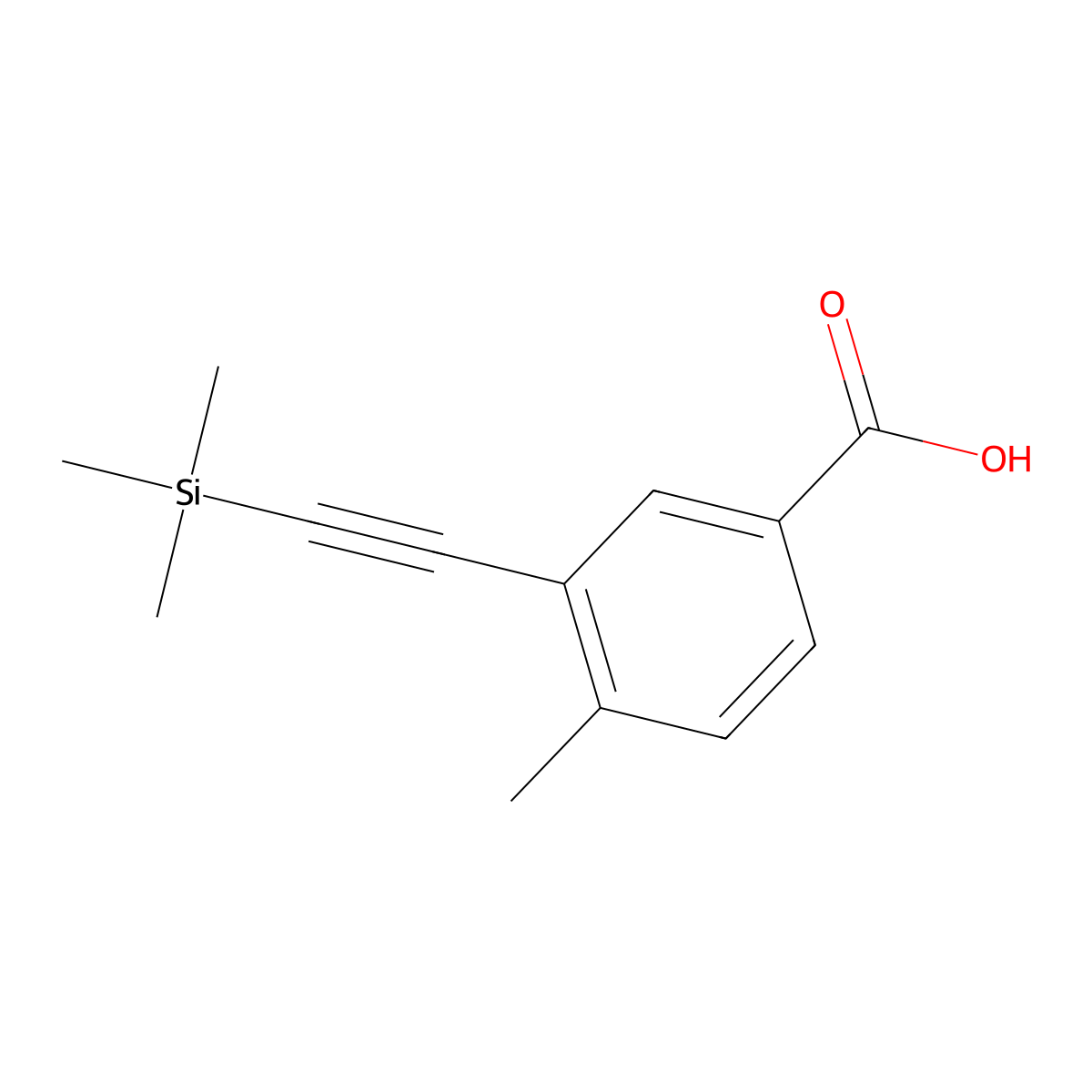 4-Methyl-3-((trimethylsilyl)ethynyl)benzoic acid molecular structure, CAS 2505233-51-0