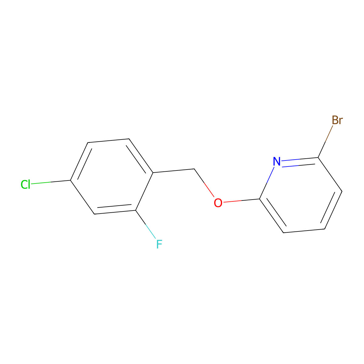 2-Bromo-6-((4-chloro-2-fluorophenyl)methoxy)pyridine molecular structure, CAS 2505461-94-7