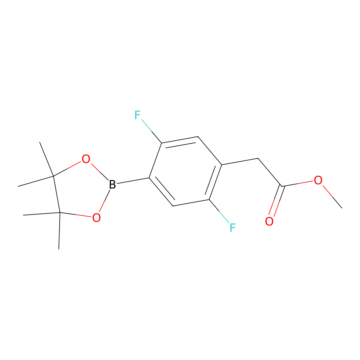 Methyl 2-(2,5-difluoro-4-(4,4,5,5-tetramethyl-1,3,2-dioxaborolan-2-yl)phenyl)acetate molecular structure, CAS 2505462-09-7