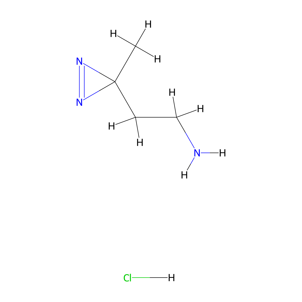 2-(3-methyl-3H-diazirin-3-yl)ethan-1-amine hydrochloride molecular structure, CAS 25055-95-2