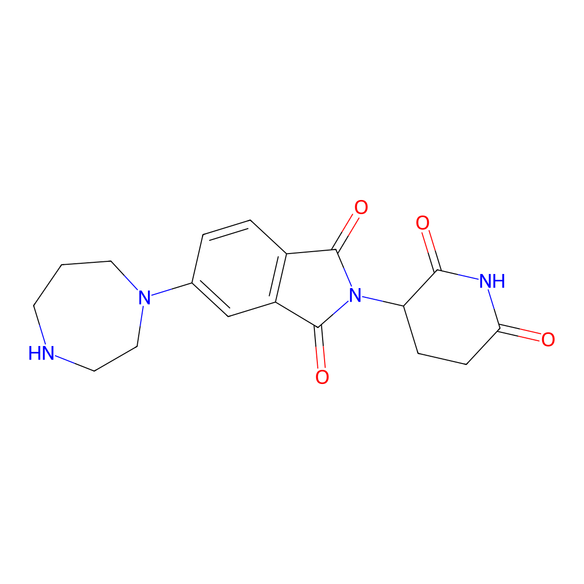 5-(1,4-diazepan-1-yl)-2-(2,6-dioxopiperidin-3-yl)-2,3-dihydro-1H-isoindole-1,3-dione molecular structure, CAS 2505500-24-1