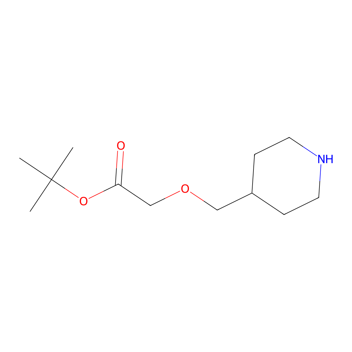 tert-Butyl 2-(piperidin-4-ylmethoxy)acetate molecular structure, CAS 2505504-71-0