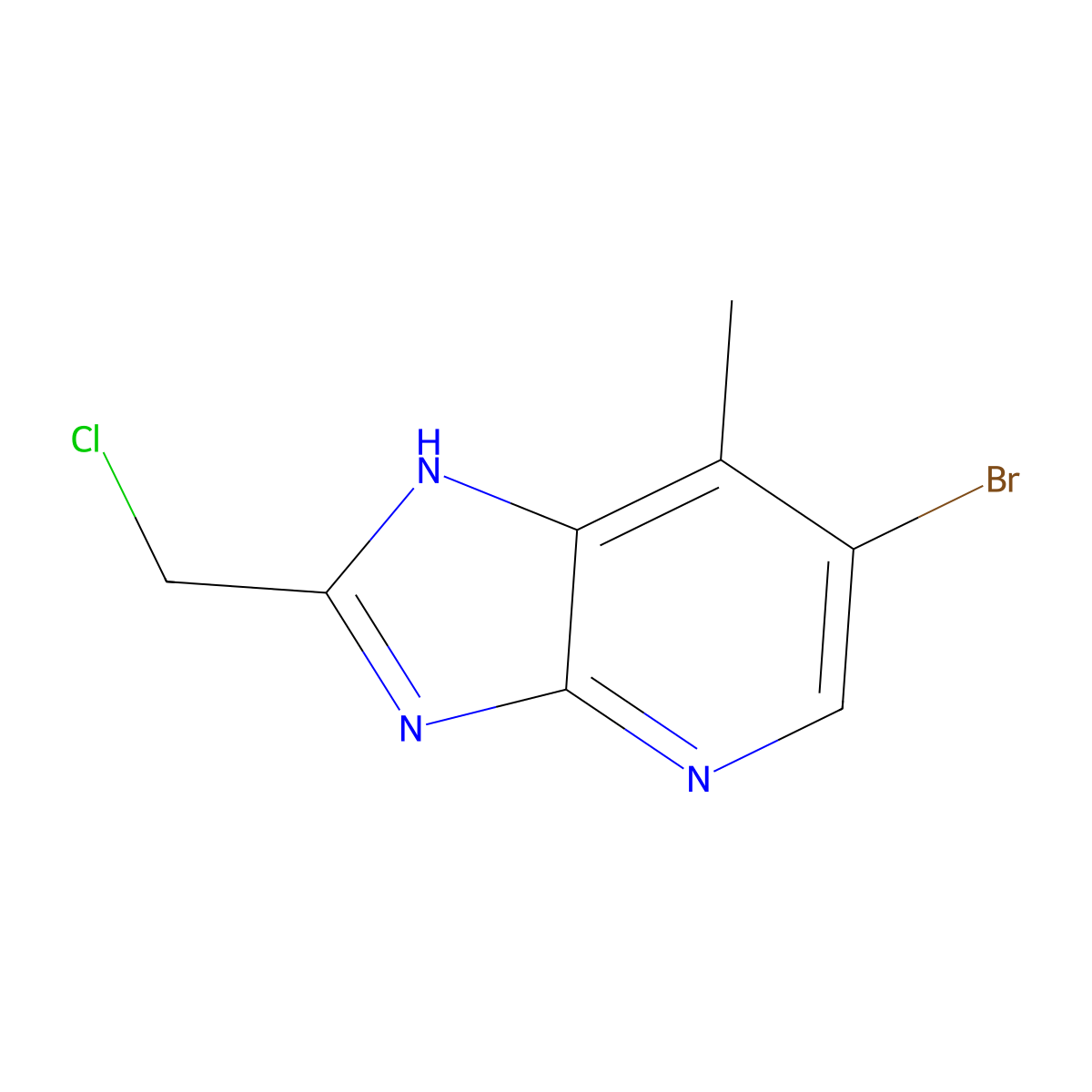 6-bromo-2-(chloromethyl)-7-methyl-3H-imidazo[4,5-b]pyridine molecular structure, CAS 2505689-29-0