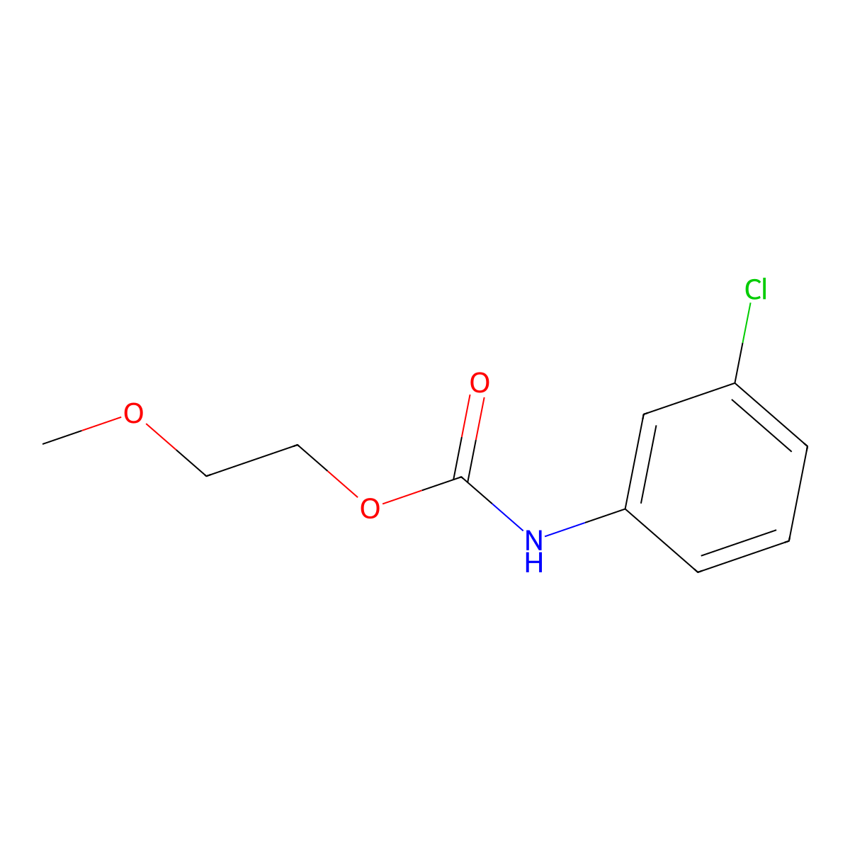 2-Methoxyethyl (3-chlorophenyl)carbamate molecular structure, CAS 25058-37-1