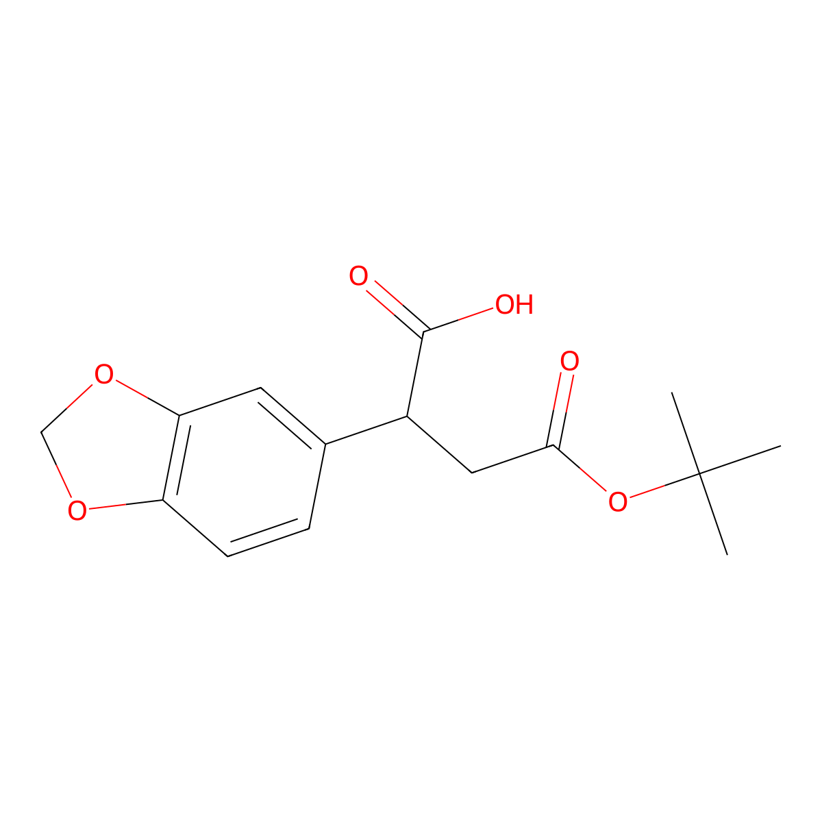 (S)-2-(Benzo[D][1,3]dioxol-5-YL)-4-(tert-butoxy)-4-oxobutanoic acid molecular structure, CAS 250583-00-7