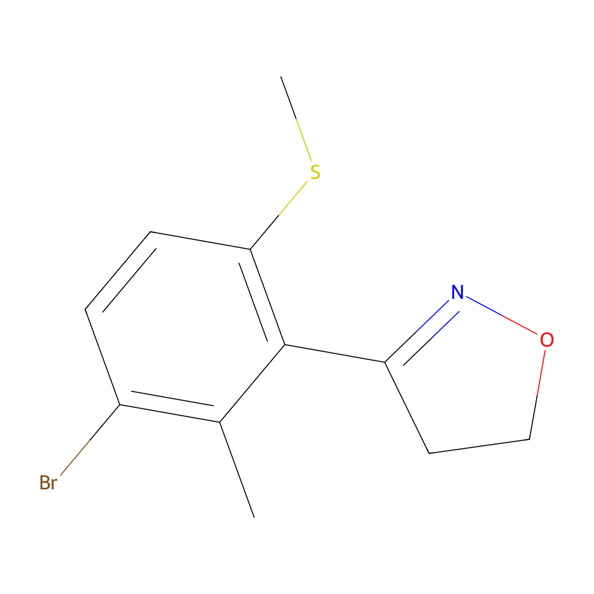 Isoxazole, 3-[3-bromo-2-methyl-6-(methylthio)phenyl]-4,5-dihydro- molecular structure, CAS 250592-92-8