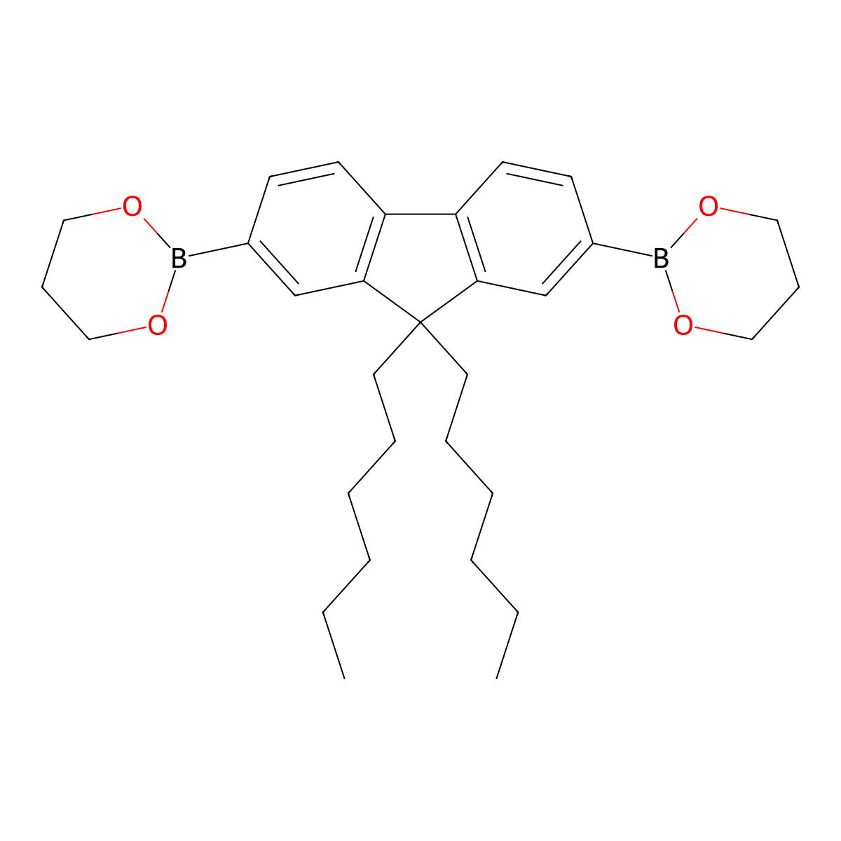 9,9-Dihexylfluorene-2,7-bis(trimethyleneborate) molecular structure, CAS 250597-29-6