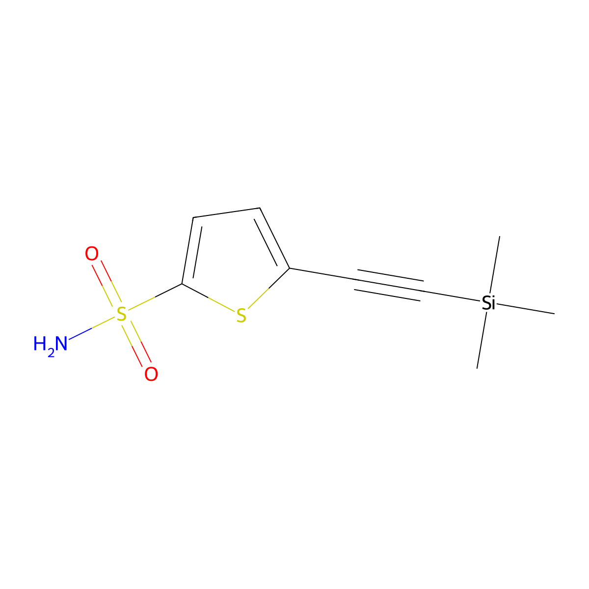 5-((Trimethylsilyl)ethynyl)thiophene-2-sulfonamide molecular structure, CAS 2505973-79-3