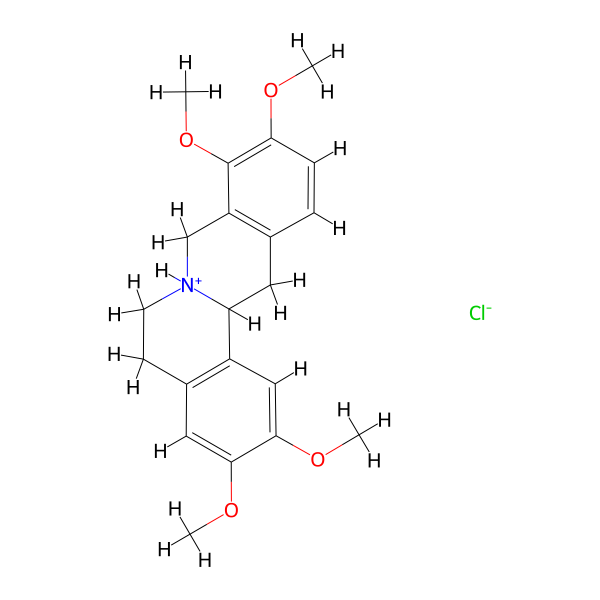 Berbine, 2,3,9,10-tetramethoxy-, hydrochloride molecular structure, CAS 2506-20-9