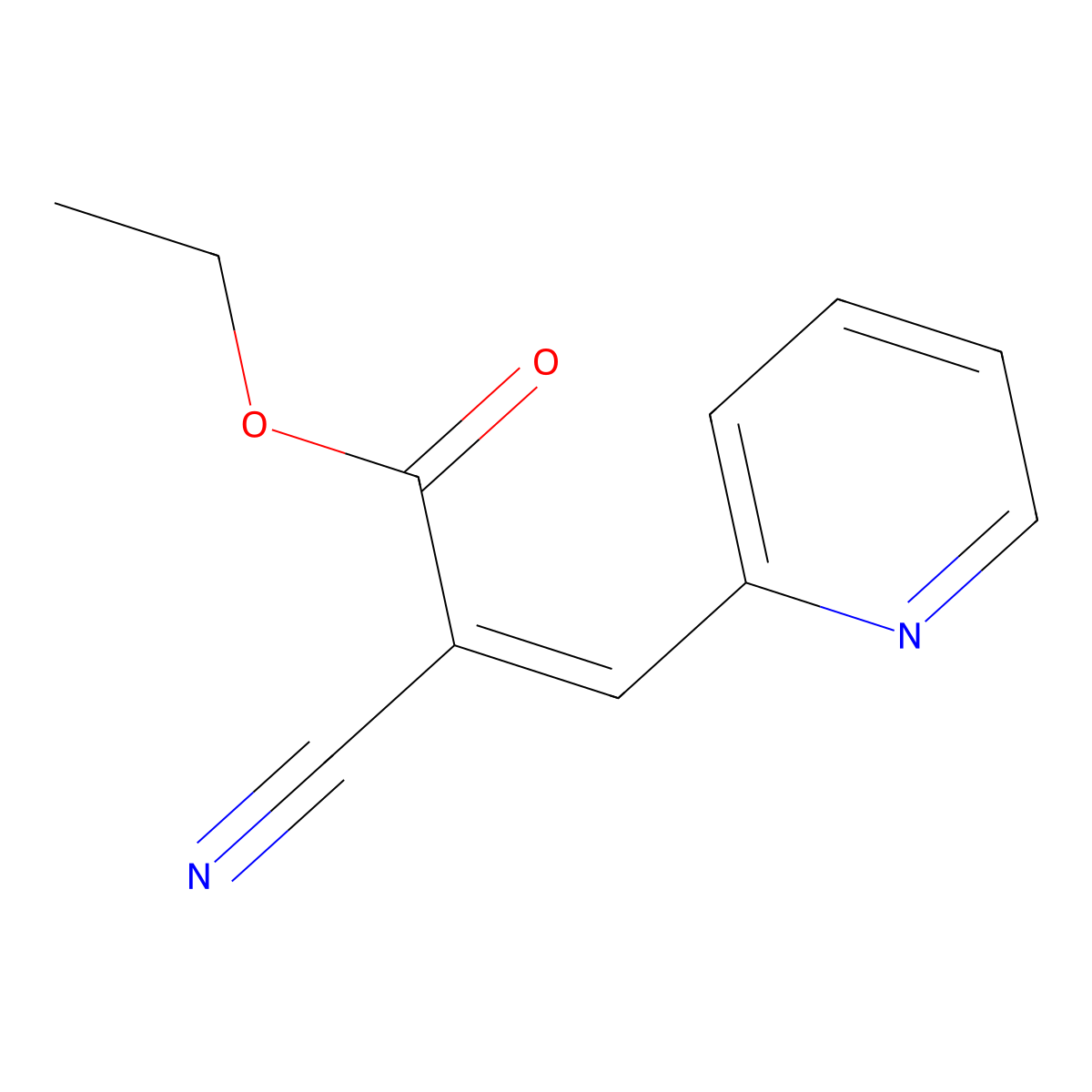 Ethyl 2-cyano-3-pyridin-2-ylprop-2-enoate molecular structure, CAS 2506-30-1