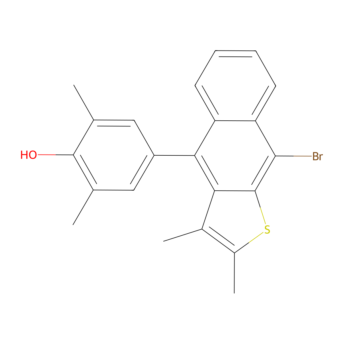4-(9-Bromo-2,3-dimethylnaphtho[2,3-b]thiophen-4-yl)-2,6-dimethylphenol molecular structure, CAS 250609-39-3