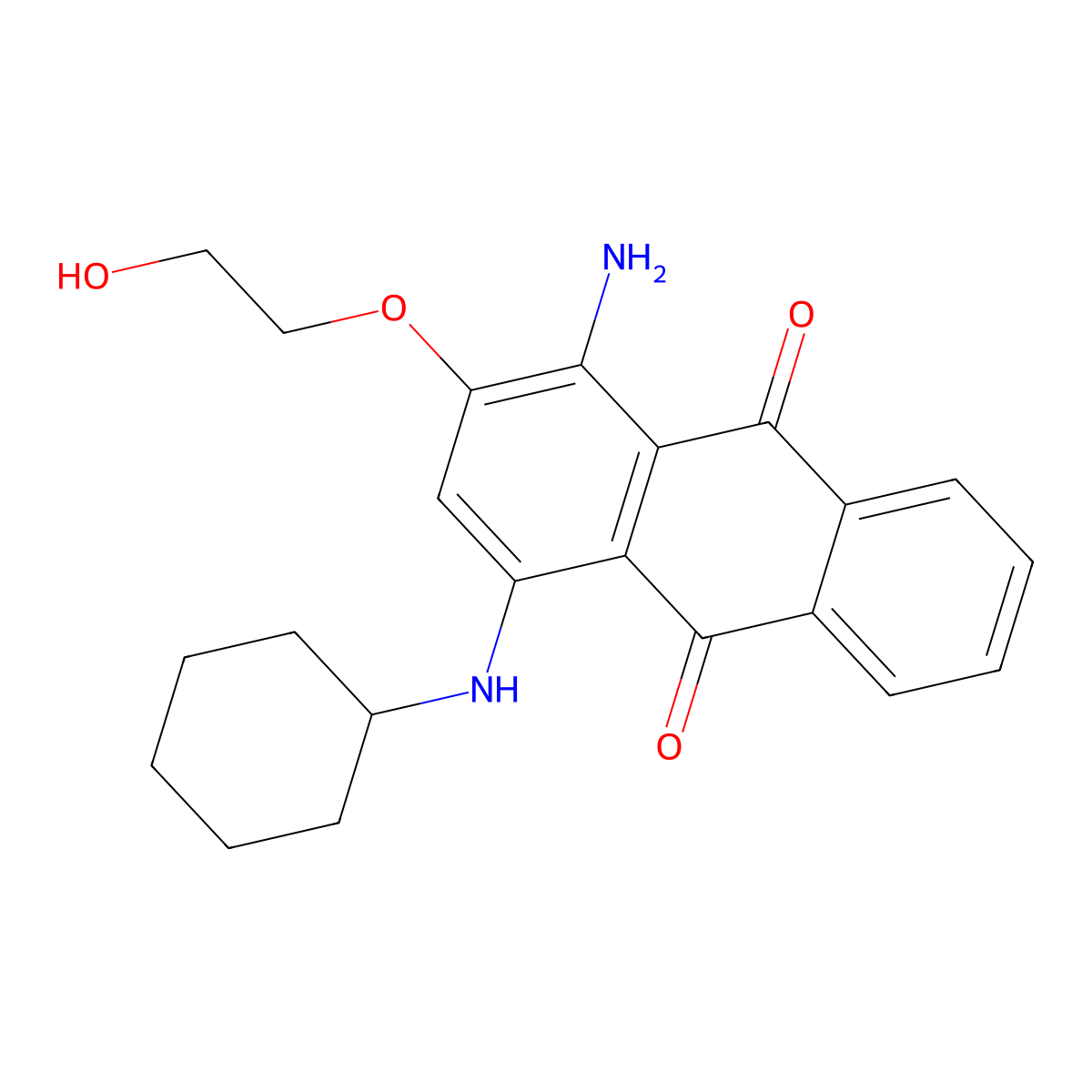 9,10-Anthracenedione, 1-amino-4-(cyclohexylamino)-2-(2-hydroxyethoxy)- molecular structure, CAS 25061-50-1