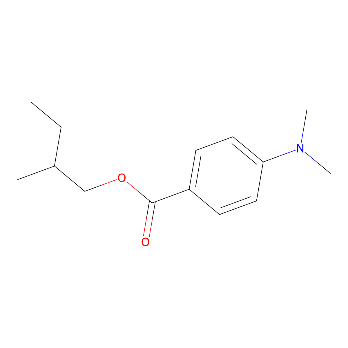 2-Methylbutyl 4-(dimethylamino)benzoate molecular structure, CAS 25063-23-4