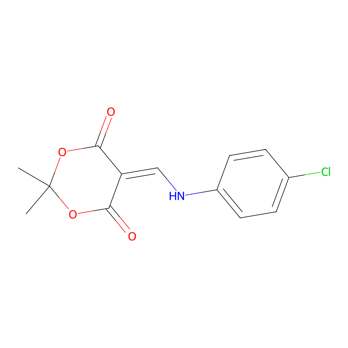 5-(((4-Chlorophenyl)amino)methylene)-2,2-dimethyl-1,3-dioxane-4,6-dione molecular structure, CAS 25063-46-1