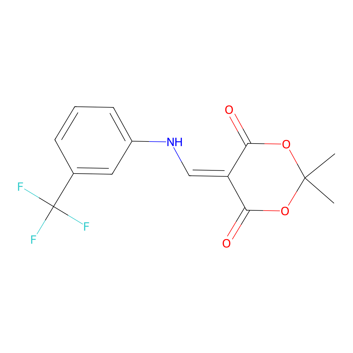 2,2-Dimethyl-5-[[3-(trifluoromethyl)anilino]methylidene]-1,3-dioxane-4,6-dione molecular structure, CAS 25063-55-2