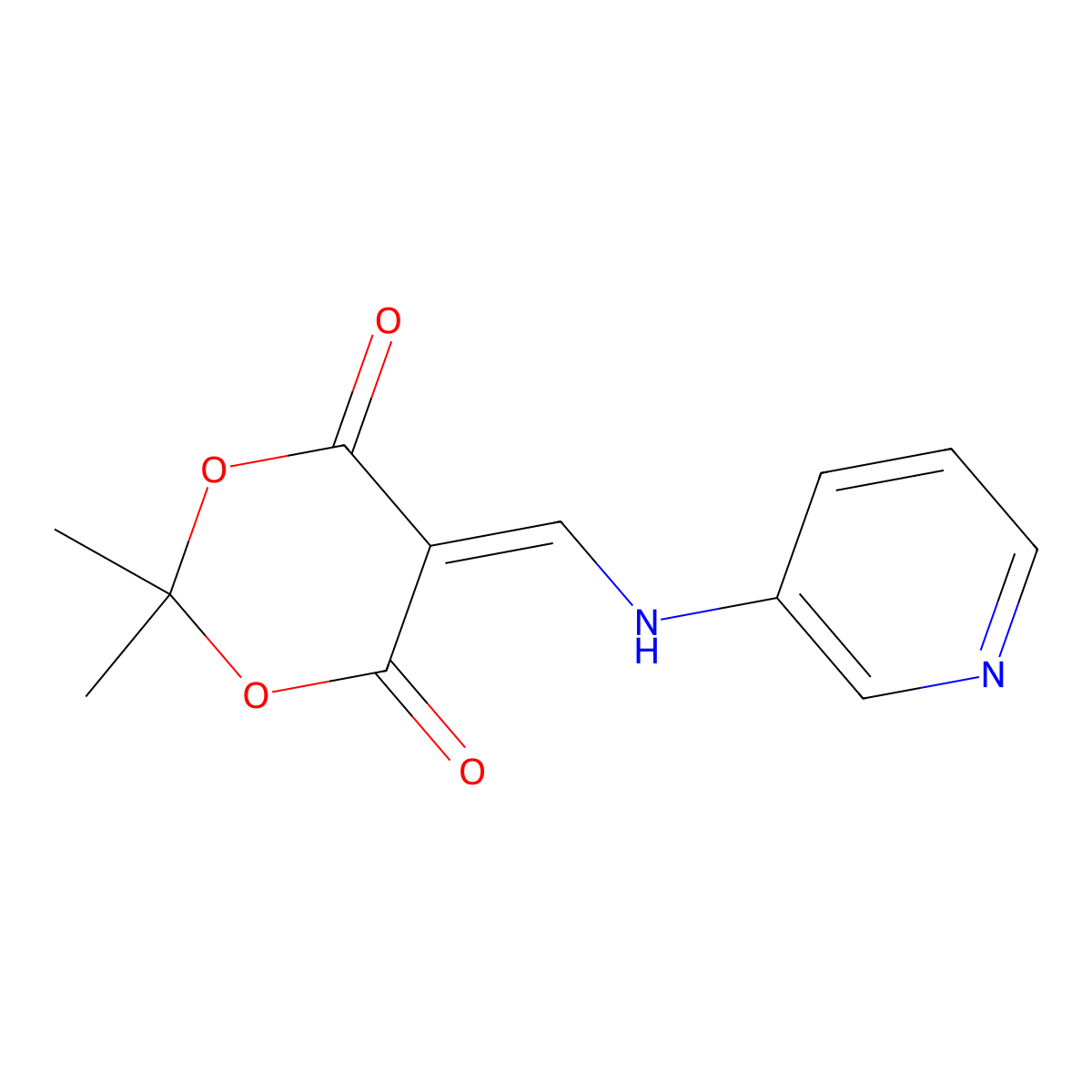 2,2-Dimethyl-5-((pyridin-3-ylamino)methylene)-1,3-dioxane-4,6-dione molecular structure, CAS 25063-68-7