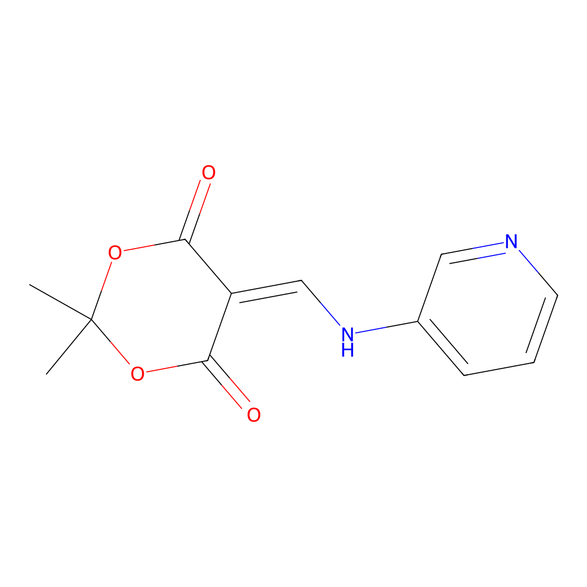2,2-Dimethyl-5-((pyridin-3-ylamino)methylene)-1,3-dioxane-4,6-dione molecular structure, CAS 25063-68-7