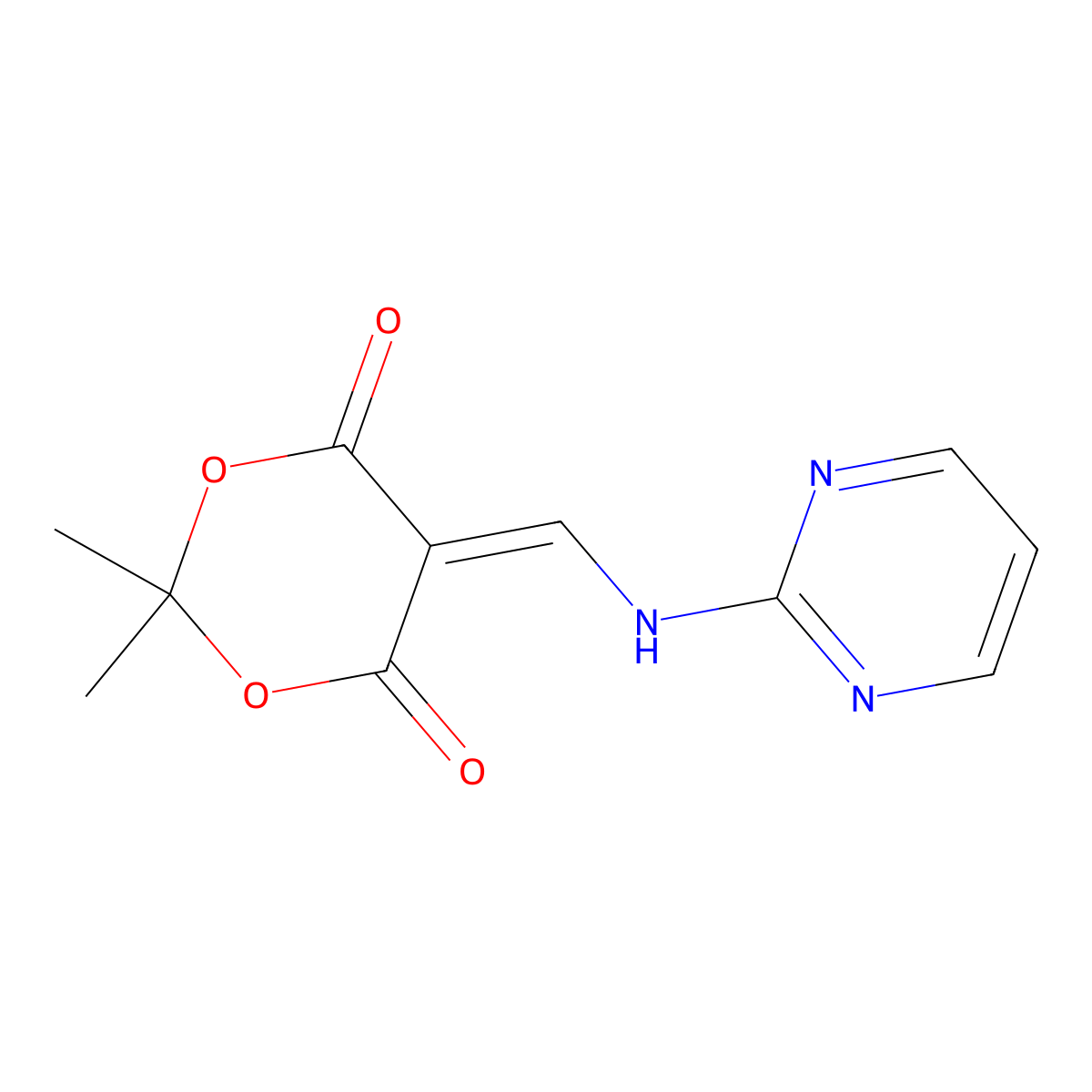 1,3-Dioxane-4,6-dione, 2,2-dimethyl-5-((2-pyrimidinylamino)methylene)- molecular structure, CAS 25063-70-1