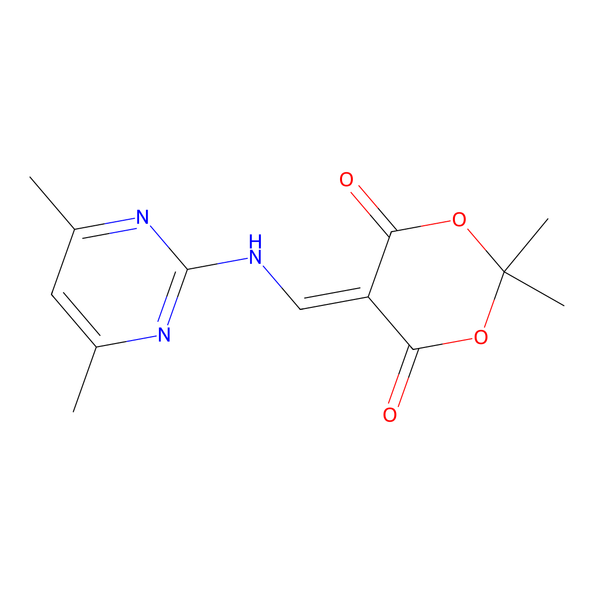 5-(((4,6-Dimethylpyrimidin-2-YL)amino)methylene)-2,2-dimethyl-1,3-dioxane-4,6-dione molecular structure, CAS 25063-71-2