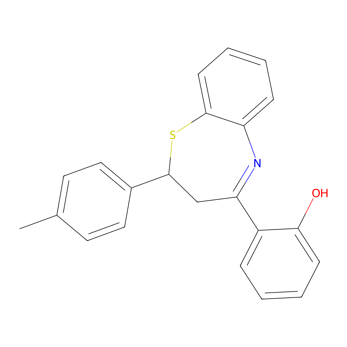 2-(4-Methylphenyl)-4-(2-hydroxyphenyl)-2,3-dihydro-1,5-benzothiazepine molecular structure, CAS 250640-50-7