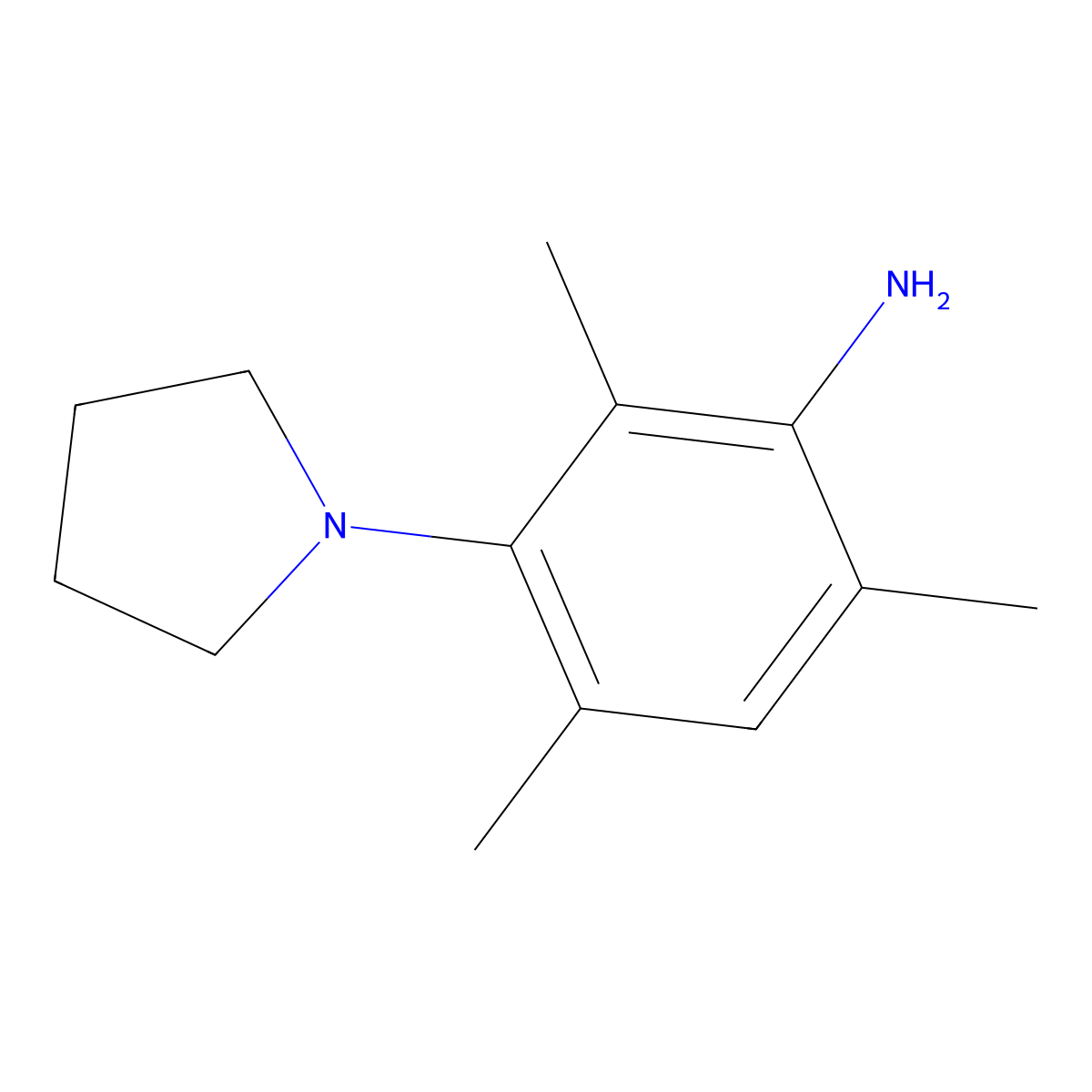 2,4,6-Trimethyl-3-(pyrrolidin-1-yl)aniline molecular structure, CAS 250651-02-6