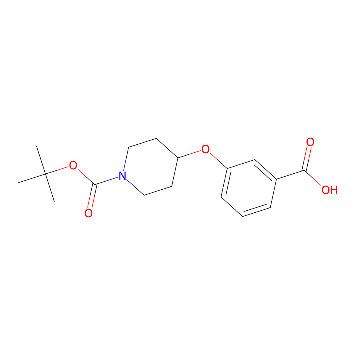 4-(3-Carboxy-phenoxy)-piperidine-1-carboxylic acid tert-butyl ester molecular structure, CAS 250681-69-7