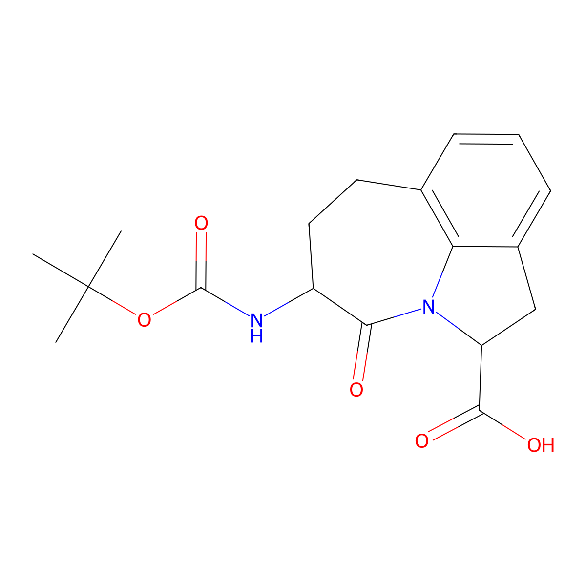 Boc-(2S,5S)-5-amino-1,2,4,5,6,7-hexahydroazepino[3,2,1-Hi]indole-4-one-2-carboxylic acid molecular structure, CAS 250682-47-4