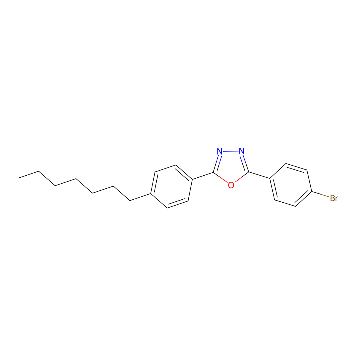2-(4-Bromophenyl)-5-(4-heptylphenyl)-1,3,4-oxadiazole molecular structure, CAS 250690-02-9