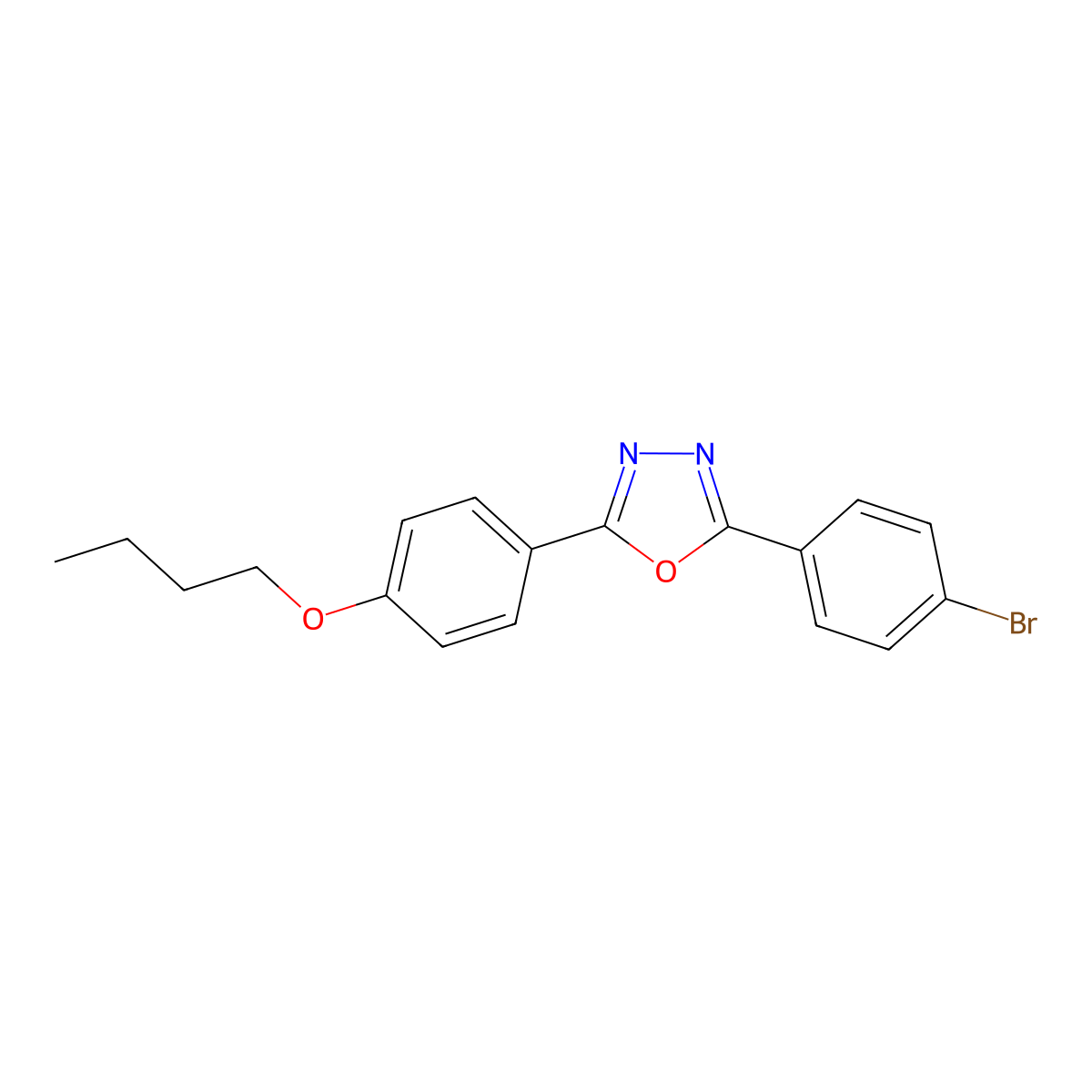 2-(4-Bromophenyl)-5-(4-butoxyphenyl)-1,3,4-oxadiazole molecular structure, CAS 250690-12-1