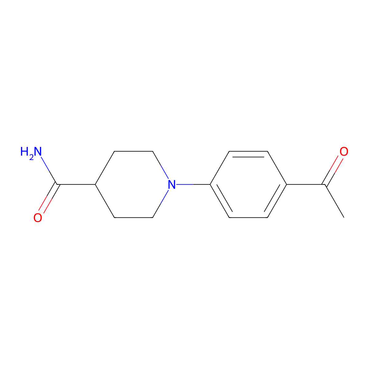 1-(4-Acetylphenyl)-4-piperidinecarboxamide molecular structure, CAS 250713-72-5