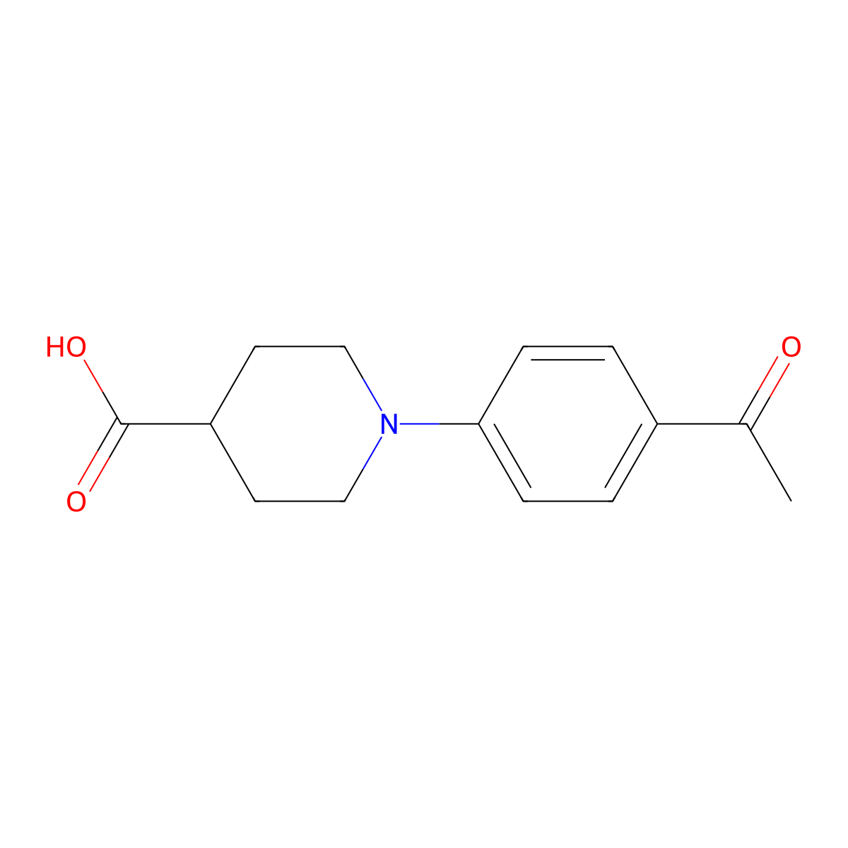 1-(4-acetylphenyl)piperidine-4-carboxylic Acid molecular structure, CAS 250713-76-9