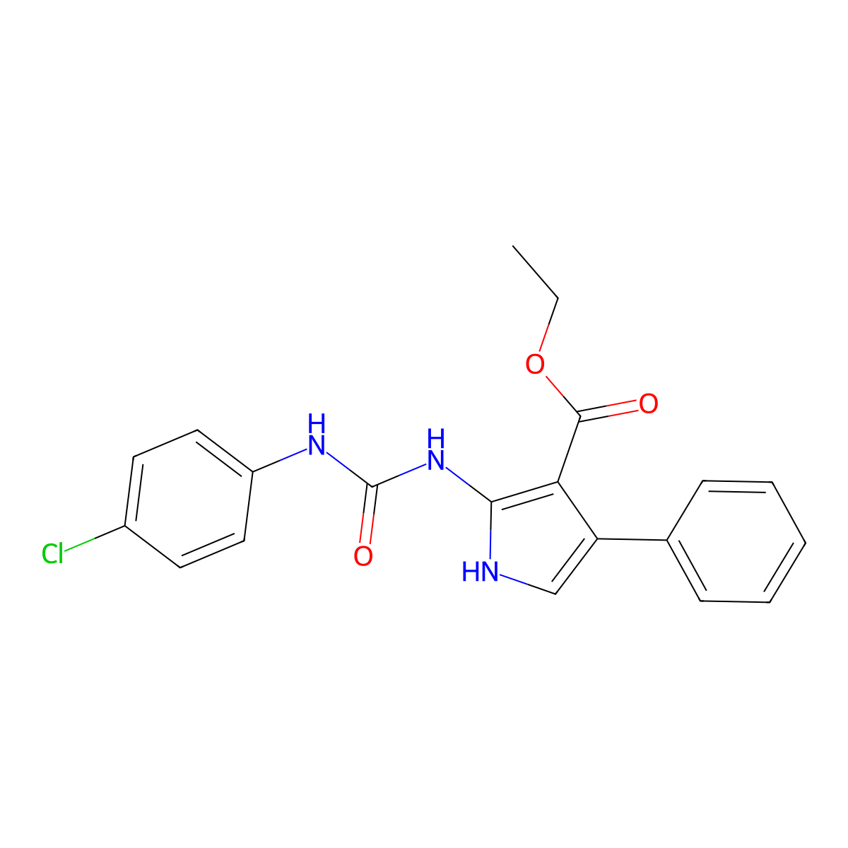 ethyl 2-{[(4-chloroanilino)carbonyl]amino}-4-phenyl-1H-pyrrole-3-carboxylate molecular structure, CAS 250713-77-0