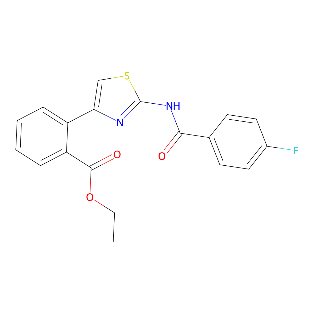 Ethyl 2-{2-[(4-fluorobenzoyl)amino]-1,3-thiazol-4-yl}benzenecarboxylate molecular structure, CAS 250713-78-1