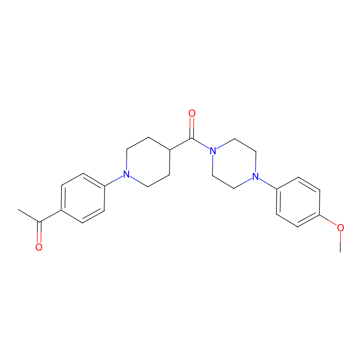1-[4-(4-{[4-(4-Methoxyphenyl)piperazino]carbonyl}piperidino)phenyl]-1-ethanone molecular structure, CAS 250713-86-1