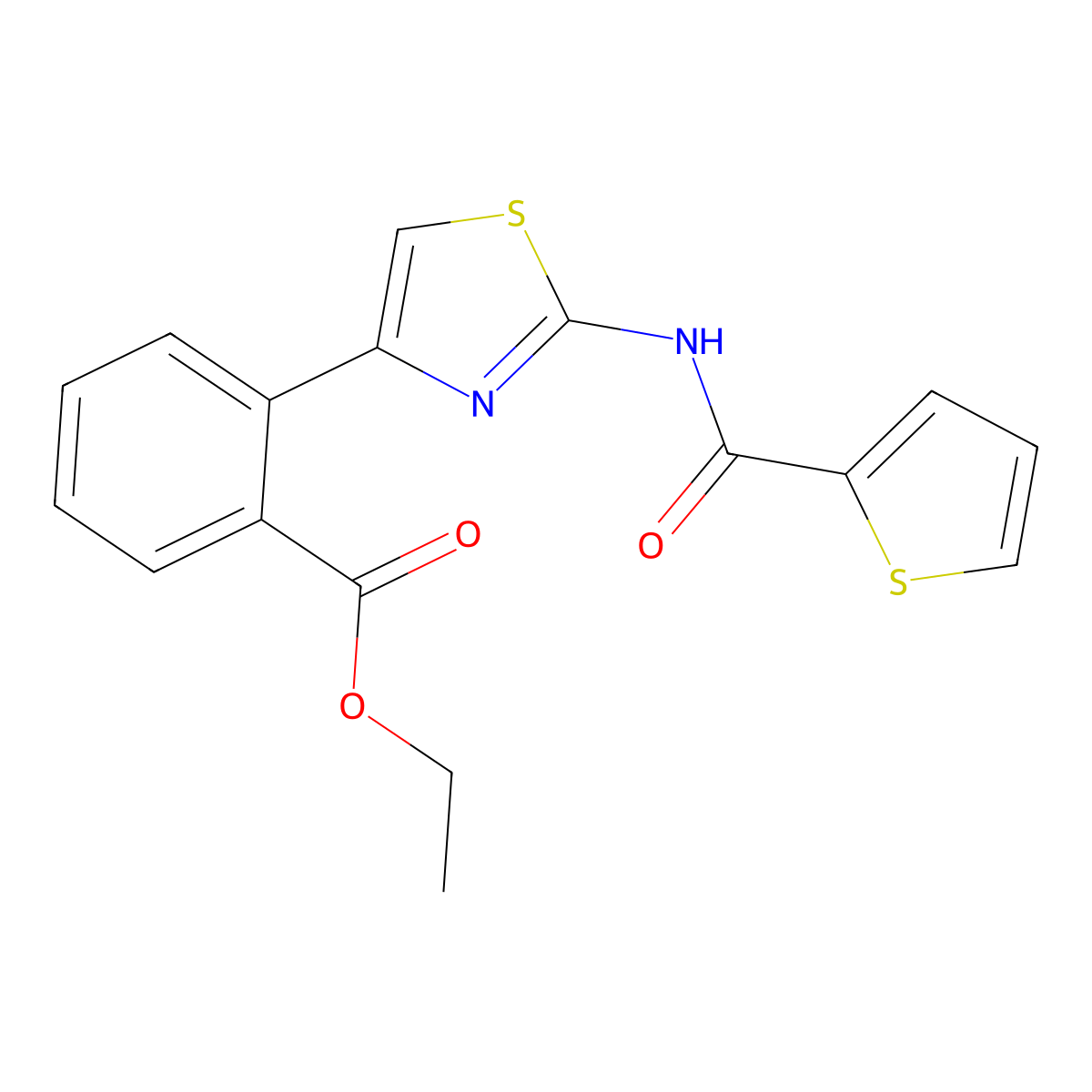 Ethyl 2-{2-[(2-thienylcarbonyl)amino]-1,3-thiazol-4-yl}benzenecarboxylate molecular structure, CAS 250713-92-9