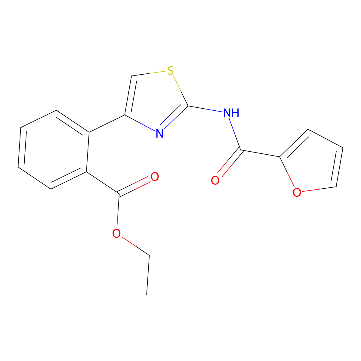 Ethyl 2-{2-[(2-furylcarbonyl)amino]-1,3-thiazol-4-yl}benzenecarboxylate molecular structure, CAS 250713-93-0