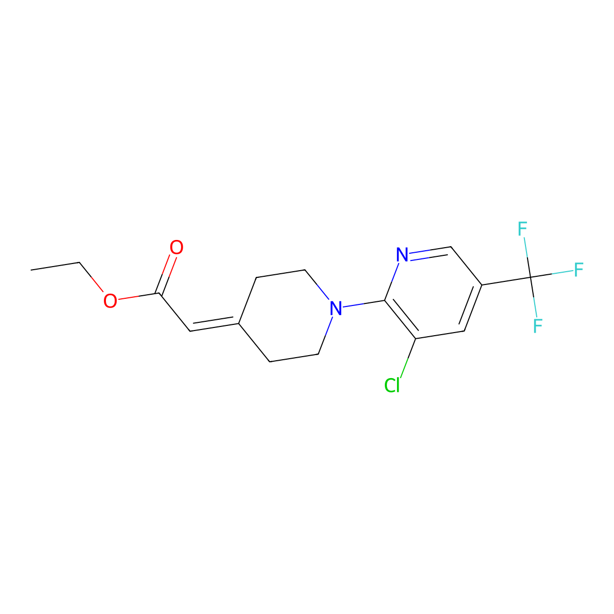 Ethyl 2-{1-[3-chloro-5-(trifluoromethyl)-2-pyridinyl]-4-piperidinylidene}acetate molecular structure, CAS 250713-98-5