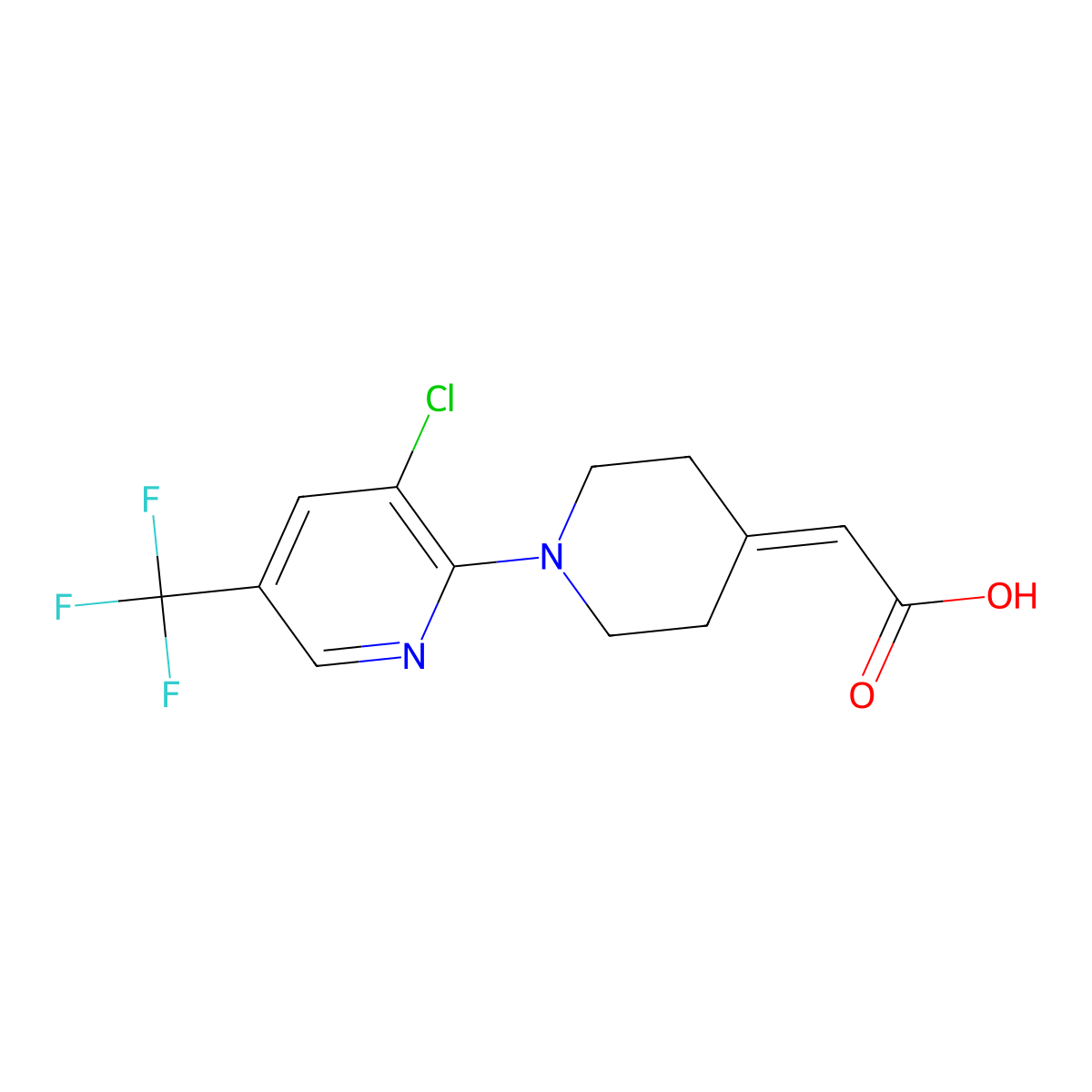 2-{1-[3-Chloro-5-(trifluoromethyl)-2-pyridinyl]-4-piperidinylidene}acetic acid molecular structure, CAS 250714-05-7