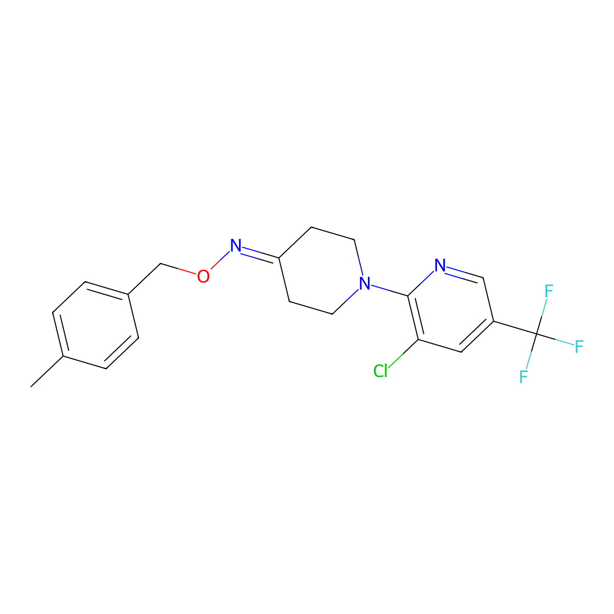 1-[3-chloro-5-(trifluoromethyl)pyridin-2-yl]-N-[(4-methylphenyl)methoxy]piperidin-4-imine molecular structure, CAS 250714-07-9