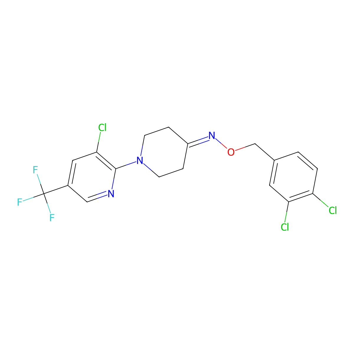 1-[3-chloro-5-(trifluoromethyl)pyridin-2-yl]-N-[(3,4-dichlorophenyl)methoxy]piperidin-4-imine molecular structure, CAS 250714-09-1