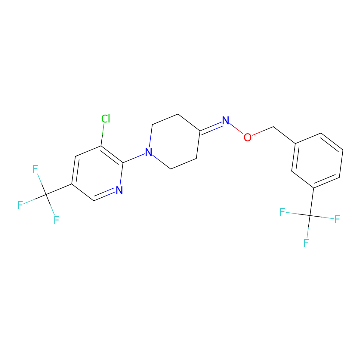 1-[3-chloro-5-(trifluoromethyl)-2-pyridinyl]tetrahydro-4(1H)-pyridinone O-[3-(trifluoromethyl)benzyl]oxime molecular structure, CAS 250714-10-4