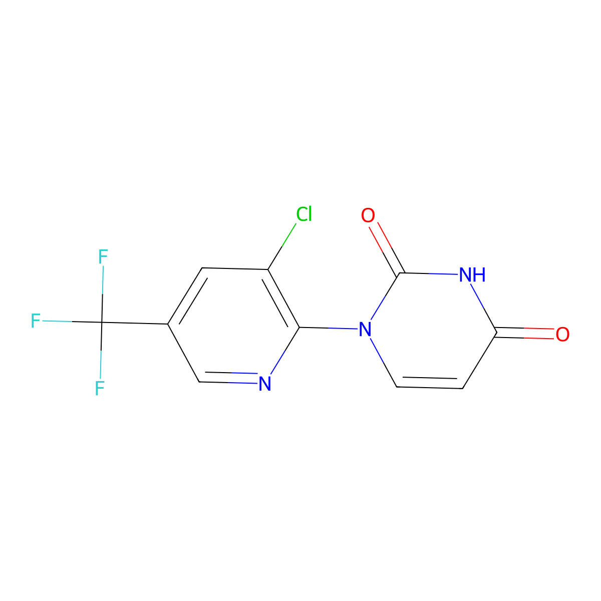 1-[3-chloro-5-(trifluoromethyl)-2-pyridinyl]-2,4(1H,3H)-pyrimidinedione molecular structure, CAS 250714-11-5