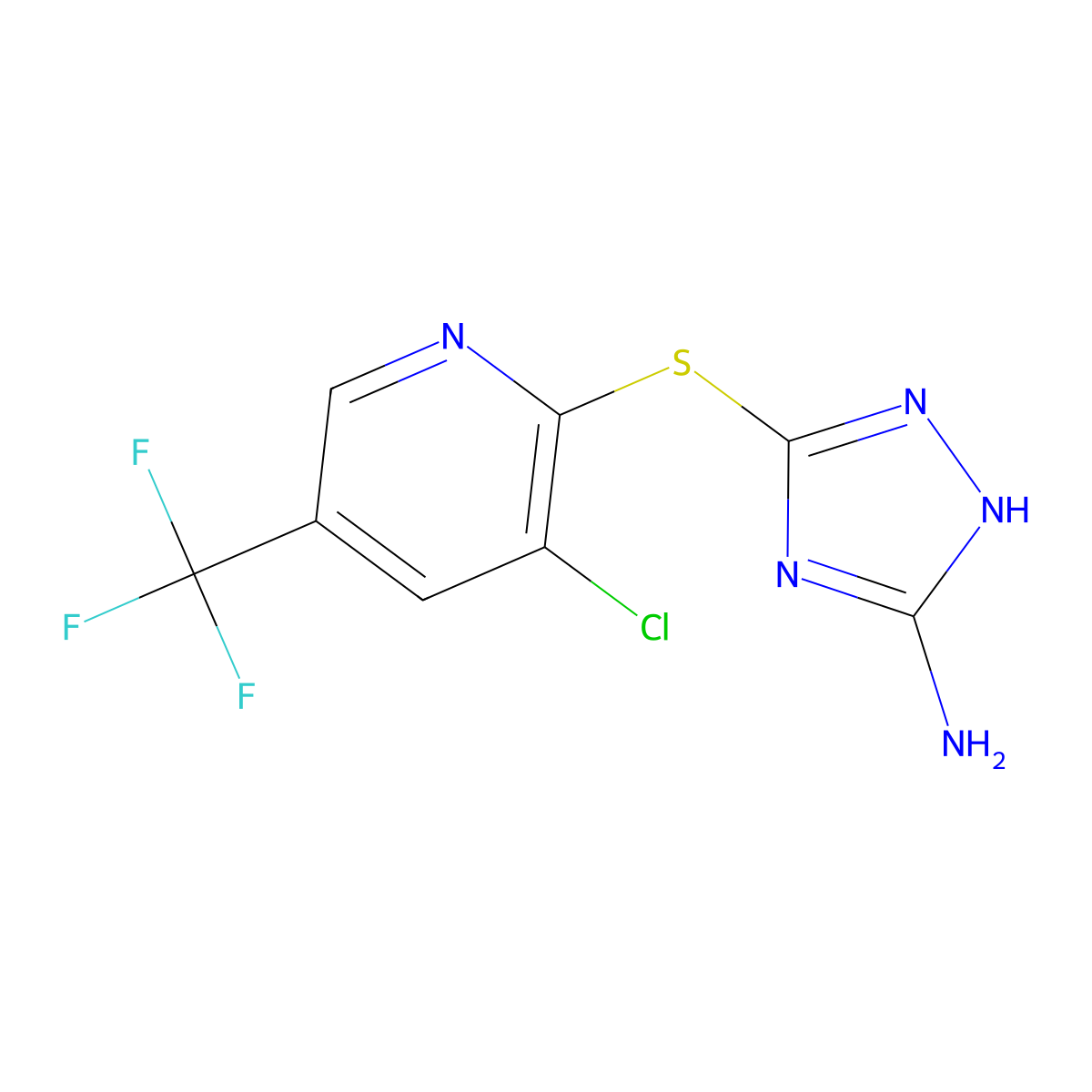 3-{[3-Chloro-5-(trifluoromethyl)-2-pyridinyl]-sulfanyl}-1H-1,2,4-triazol-5-amine molecular structure, CAS 250714-16-0