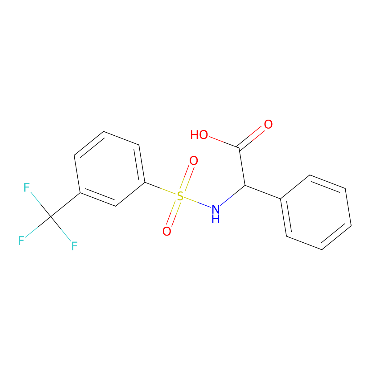 2-phenyl-2-[[3-(trifluoromethyl)phenyl]sulfonylamino]acetic Acid molecular structure, CAS 250714-41-1