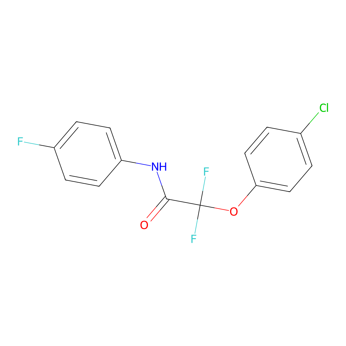 2-(4-chlorophenoxy)-2,2-difluoro-N-(4-fluorophenyl)acetamide molecular structure, CAS 250714-55-7