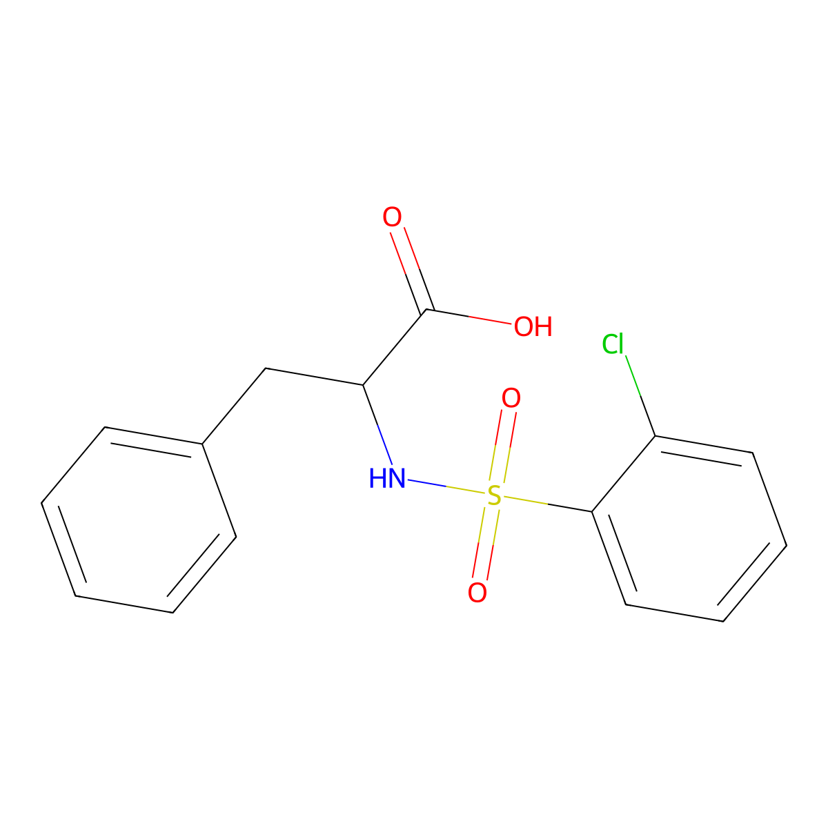 2-{[(2-Chlorophenyl)sulfonyl]amino}-3-phenylpropanoic acid molecular structure, CAS 250714-62-6