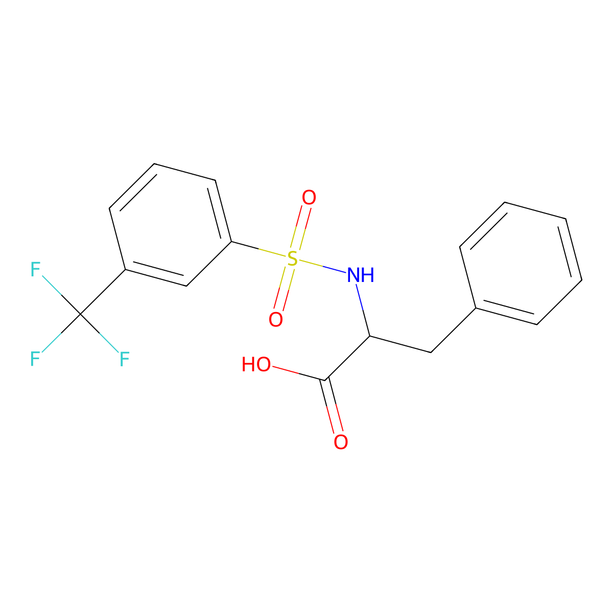 N-(3-(Trifluoromethyl)benzene-1-sulfonyl)phenylalanine molecular structure, CAS 250714-63-7